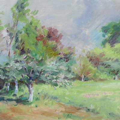 Obstgarten, 2021, Öl auf LW, 30 x 40 cm